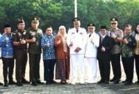 Wali Kota dan Wakil Wali Kota Bekasi bersama jajaran pejabat Muspida pada peringatan Hari Otonomi Daerah 2026.(Foto: Humas Pemkot Bekasi)