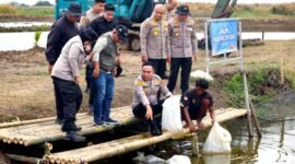 Wakapolda Polda Metro Jaya, Brigjen Pol. Dekananto Eko Purwono memimpin kegiatan tebar benih ikan, Sabtu (18/4/2026).(Foto: Istimewa)